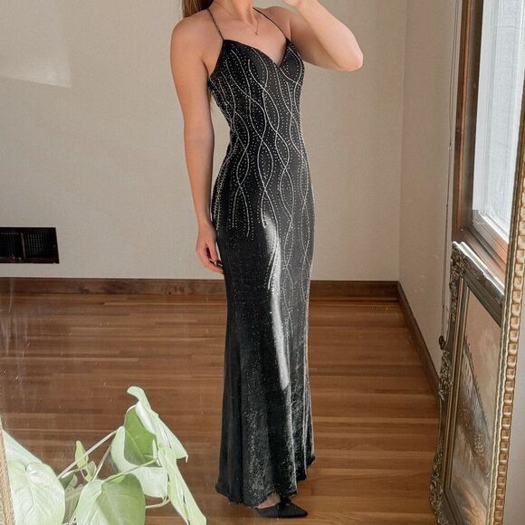 Tiffany Designs 100% Silk Black Beaded Dress Size 4 - Picture 2 of 9